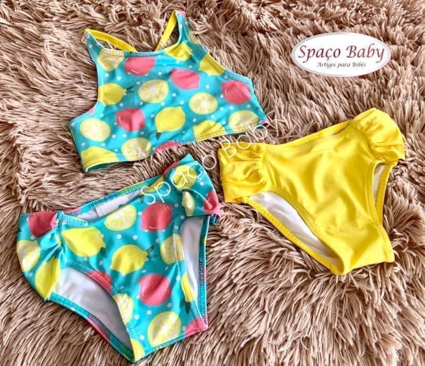 Biquíni limão com 2 calcinhas