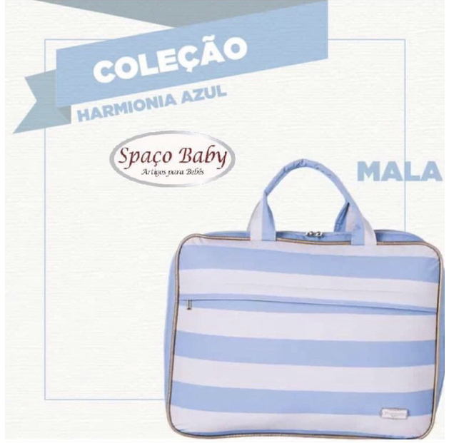 Mala maternidade azul com listras