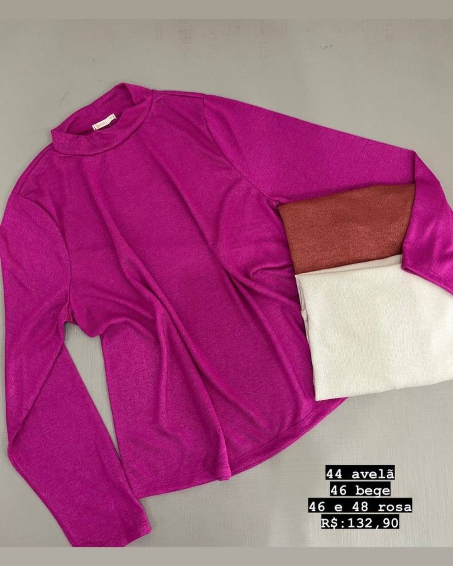 Blusa de Manga Longa em Malha Tricot Modal