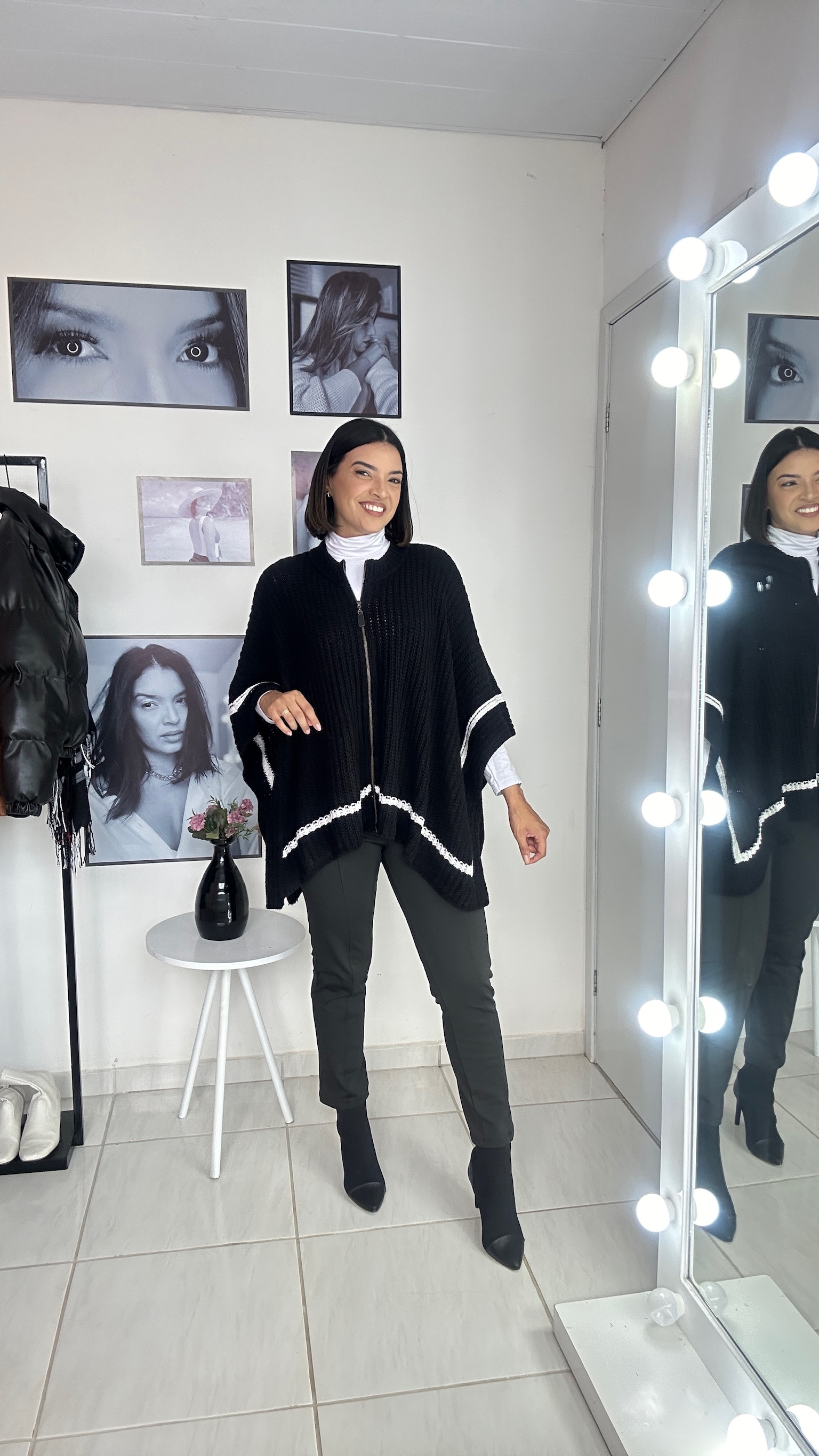 Poncho mousse zíper amplo Absolutti 22124