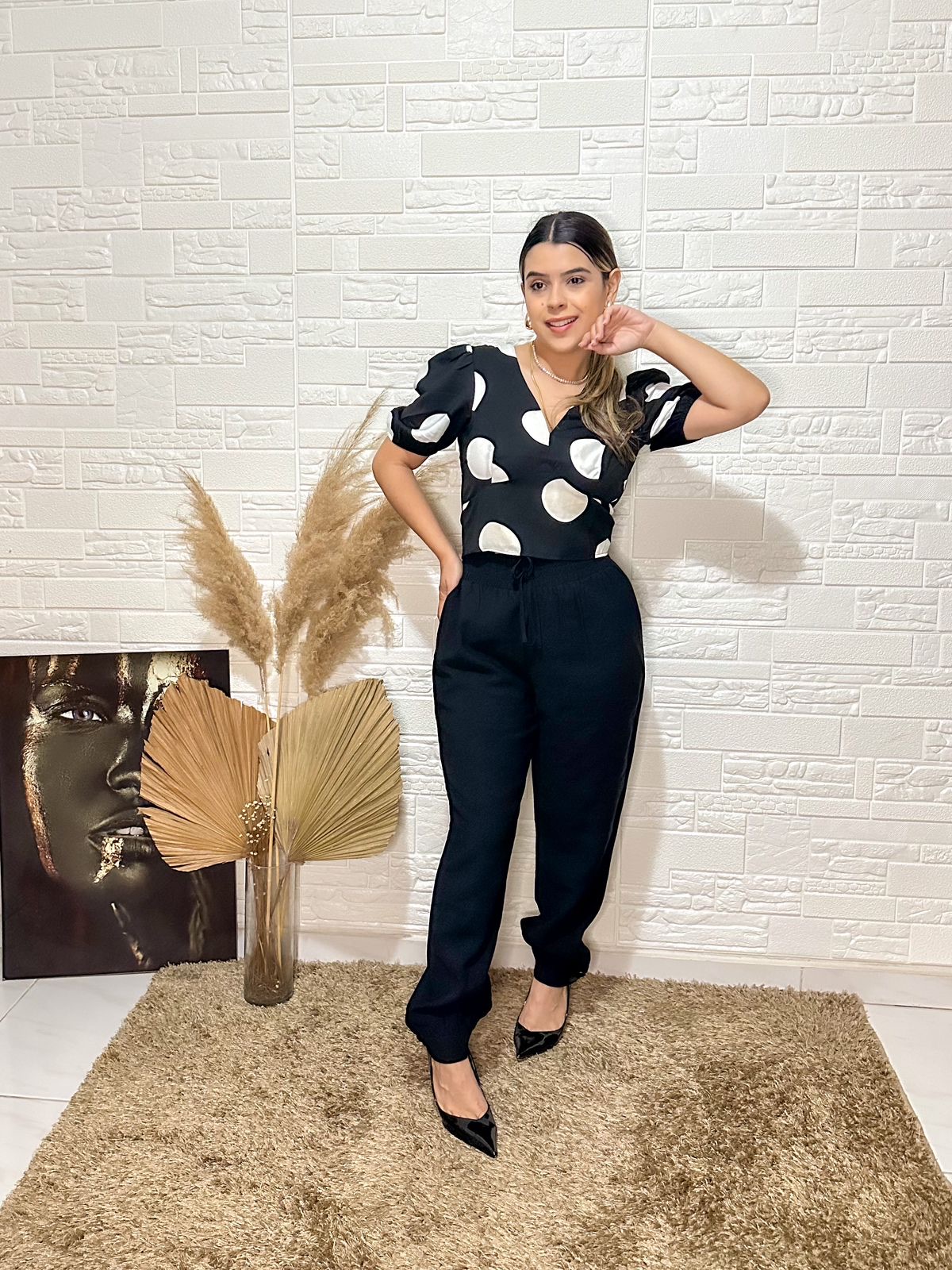 Calça Jogger Lyocel com Detalhe na Barra da Marca M Bella 7289