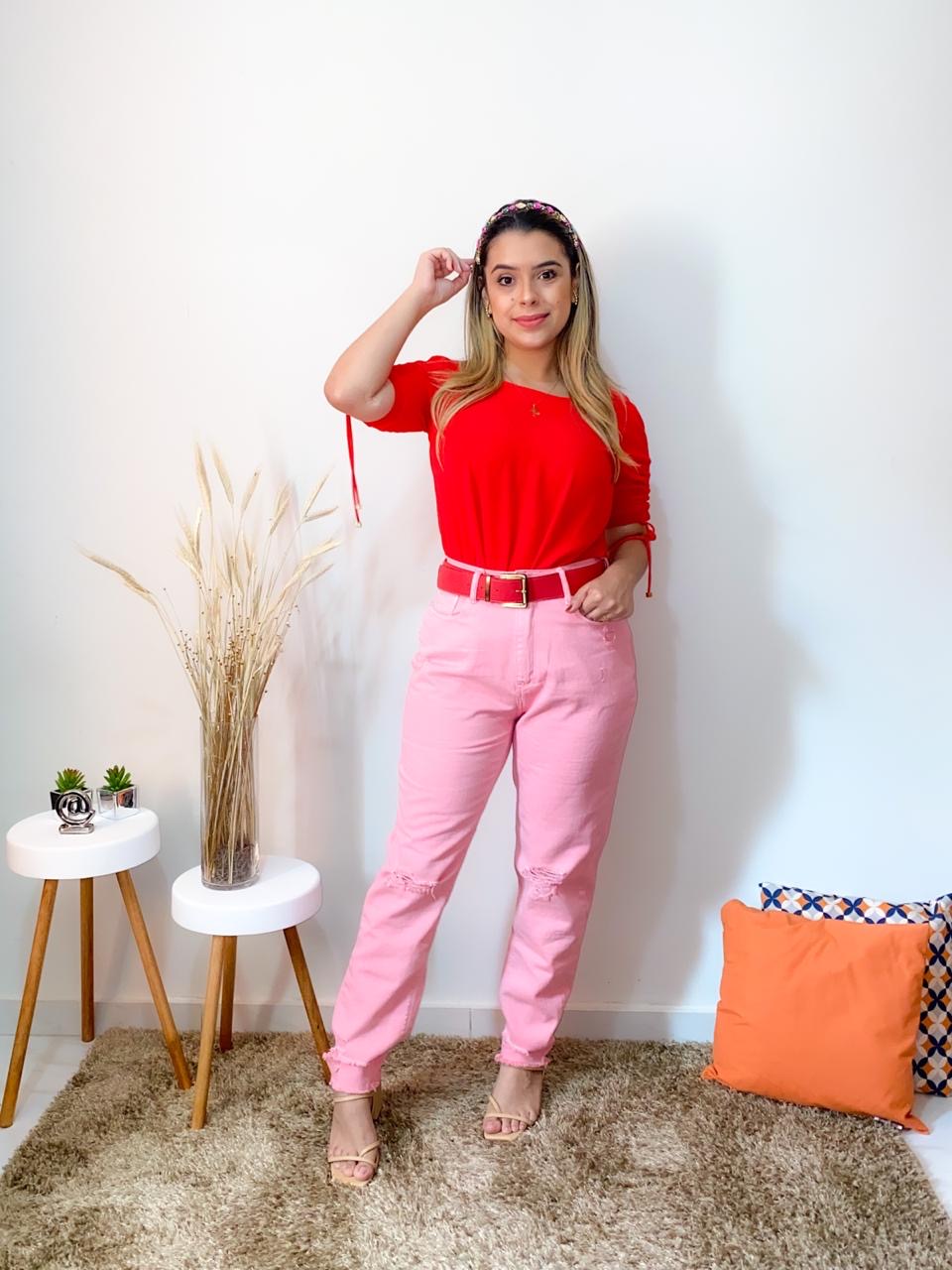 Calça Jeans Rosa Chiclete - Modelo Monjeans da Consciência Jeans 19974
