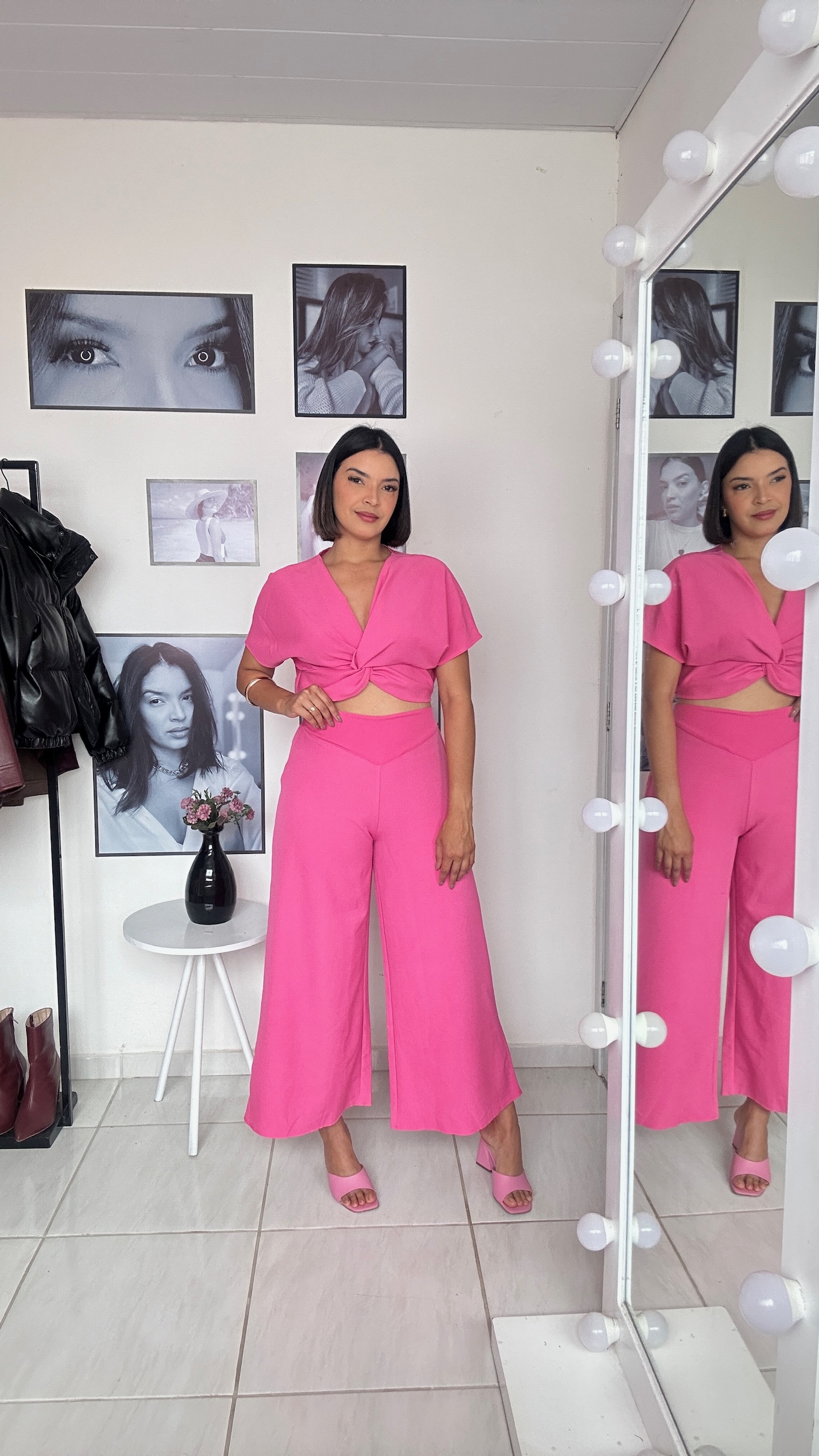 Calça  pantacurt Pantalona Creponada 104426 Doce