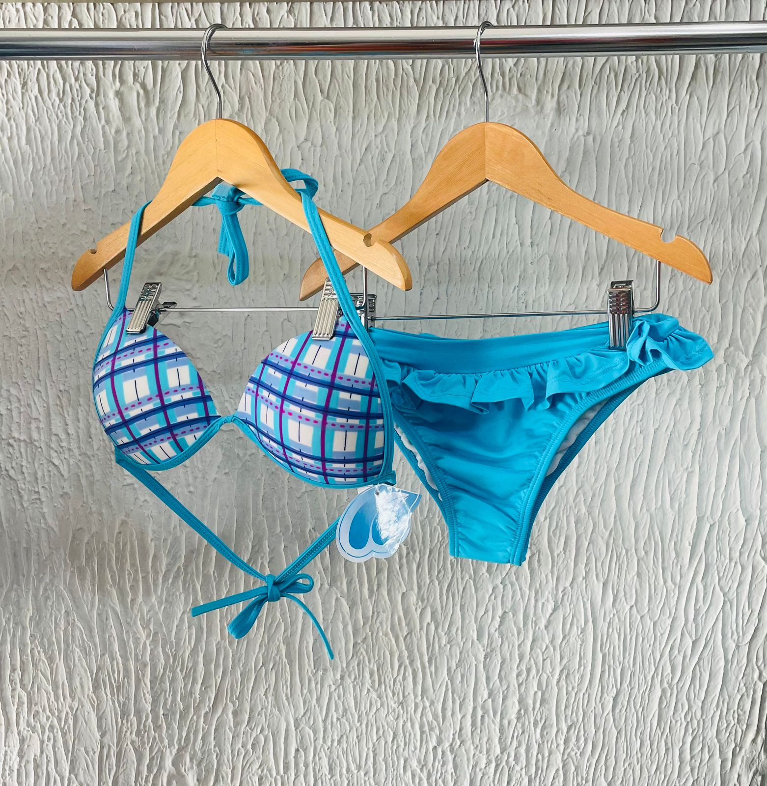 BIQUINI AZUL C/ ESTAMPA DE LISTRA