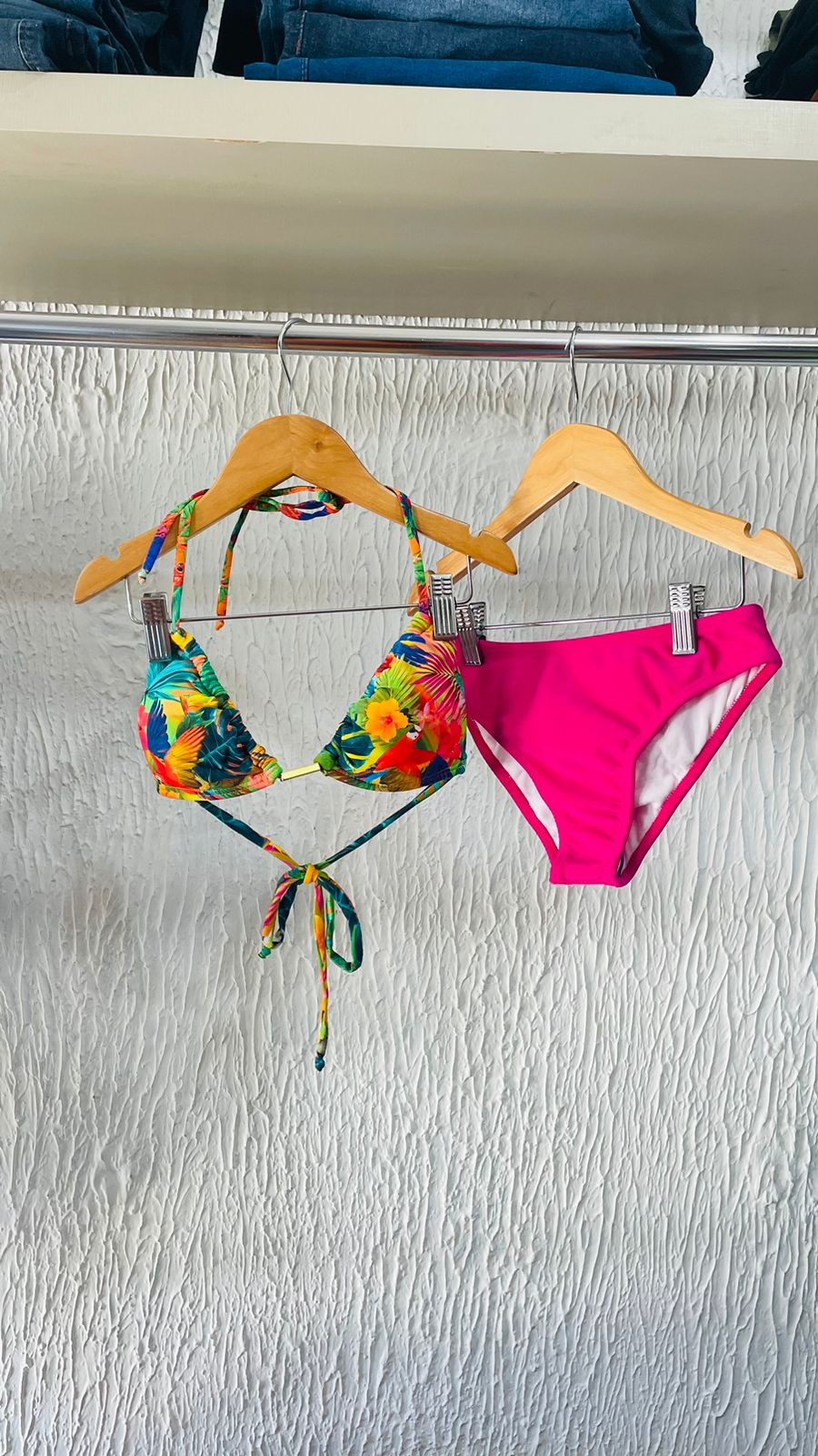 BIQUINI ROSA COM ESTAMPA FLORIDA