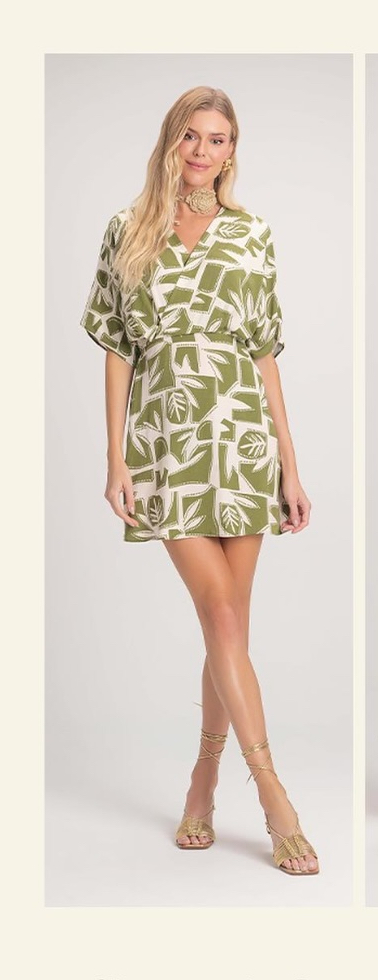 Vestido Curto Estampado Transpassado em Viscose – Ref. 104060