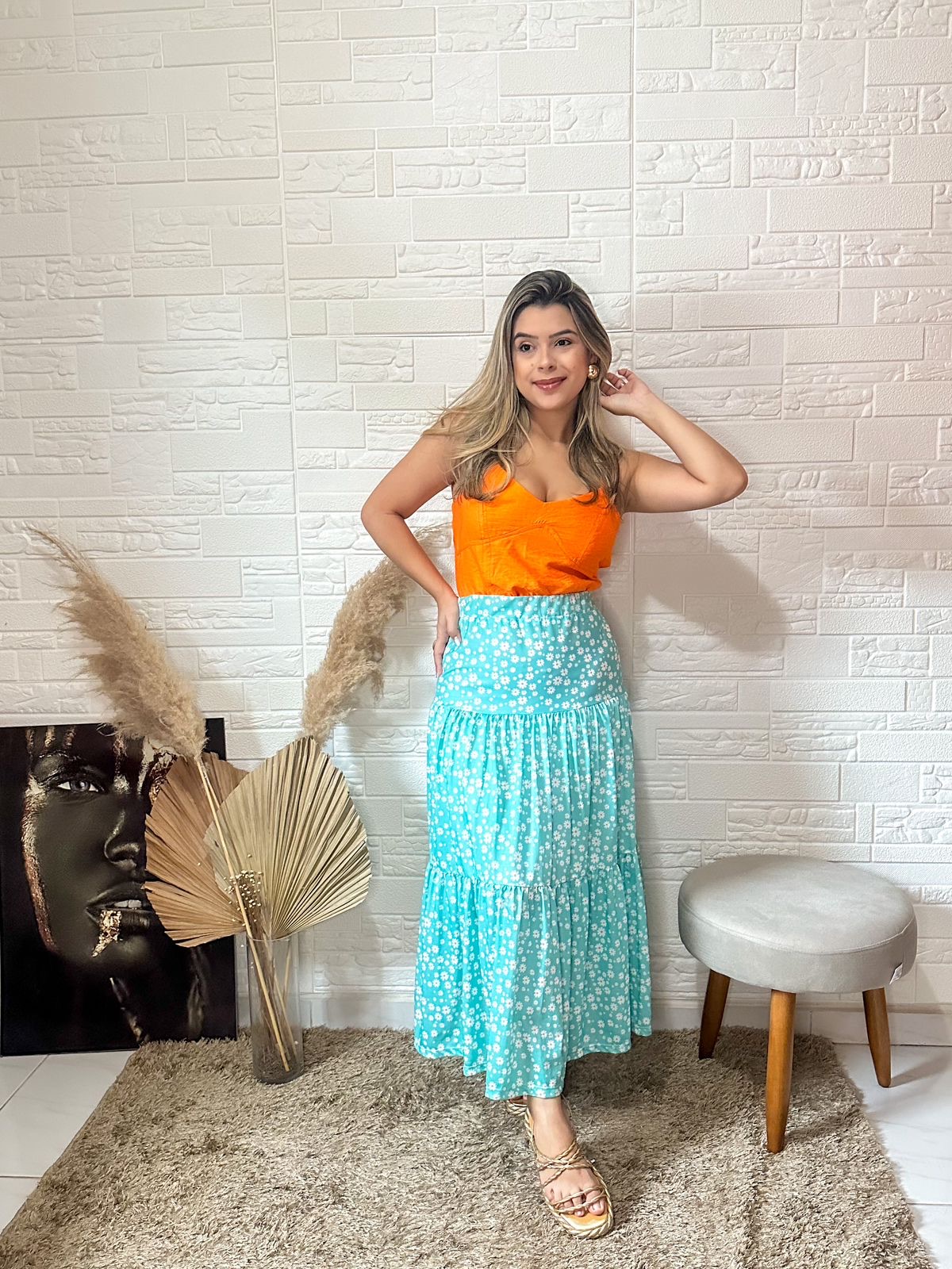 Saia Estampa Liberty Babado 3 Marias – Priscila de Sá | Ref. 902967