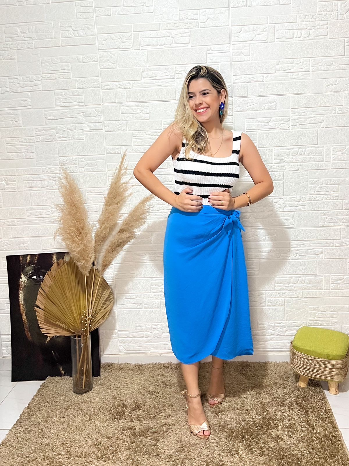 Saia Midi Wax em Crepe com Amarração 9801