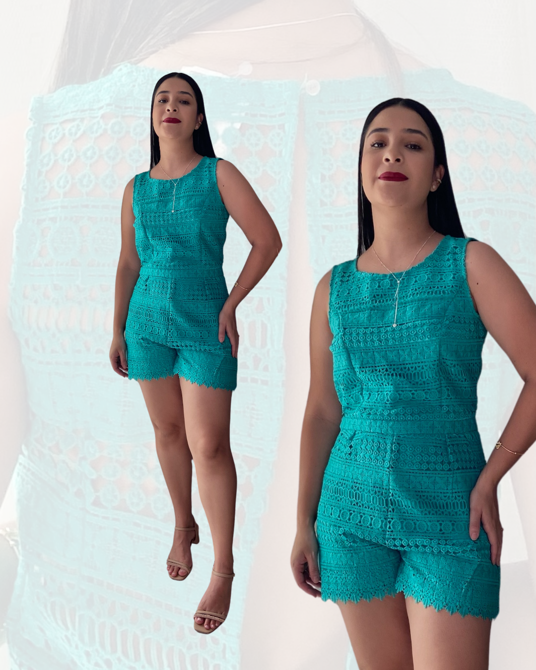 Macaquinho Guipure Verde-Água Pitanga REF: 1201021