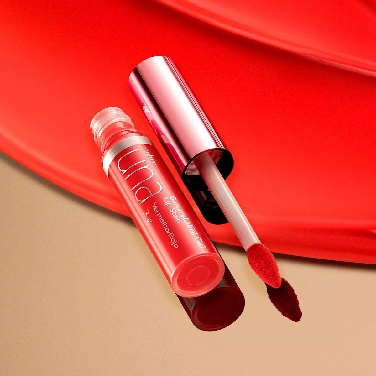 Batom Gel Lip Stain Vermelho Una - 3 G