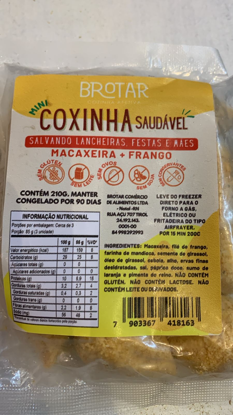 MINI COXINHA DE MACAXEIRA + FRANGO 210g - BROTAR