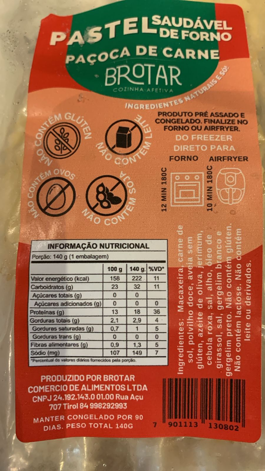 PASTEL DE PAÇOCA DE CARNE 140g