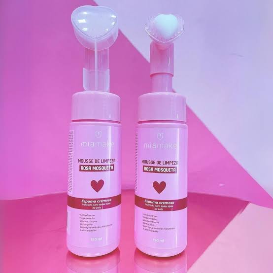 Mousse de limpeza facial rosa Mosqueta miamake