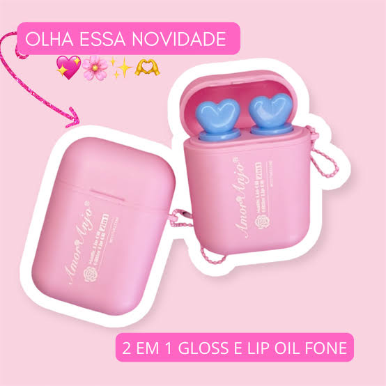 Gloss 2 em 1 embalagem fone de ouvido amor anjo