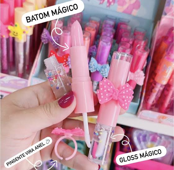 Batom e Gloss infantil anel