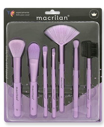 Kit com 07 Pincéis para Maquiagem Macrilan