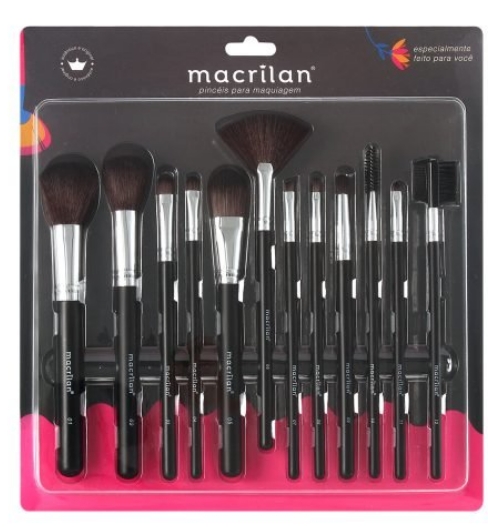 Kit com 12 pincéis para maquiagem Macrilan