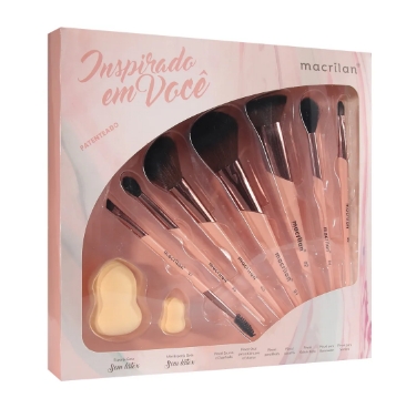 Kit com 7 pincéis e 2 esponjas Inspirado em Você Macrilan