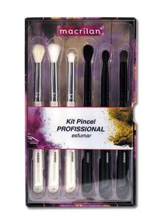 Kit com 6 pincéis profissionais para esfumar Macrilan