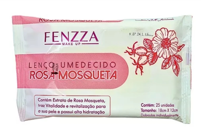 Lenço Facial Umedecido Rosa Mosqueta Cuidado Facial - Fenzza