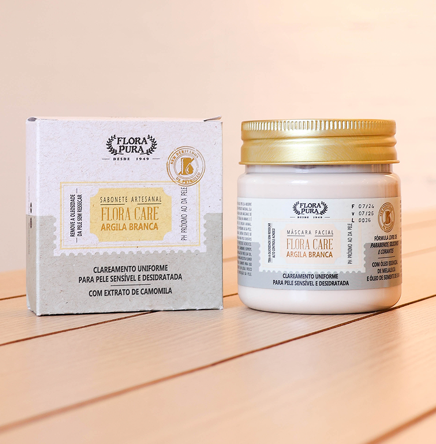 MASCARA FACIAL DE ARGILA - 180g - LINHA FLORA CARE