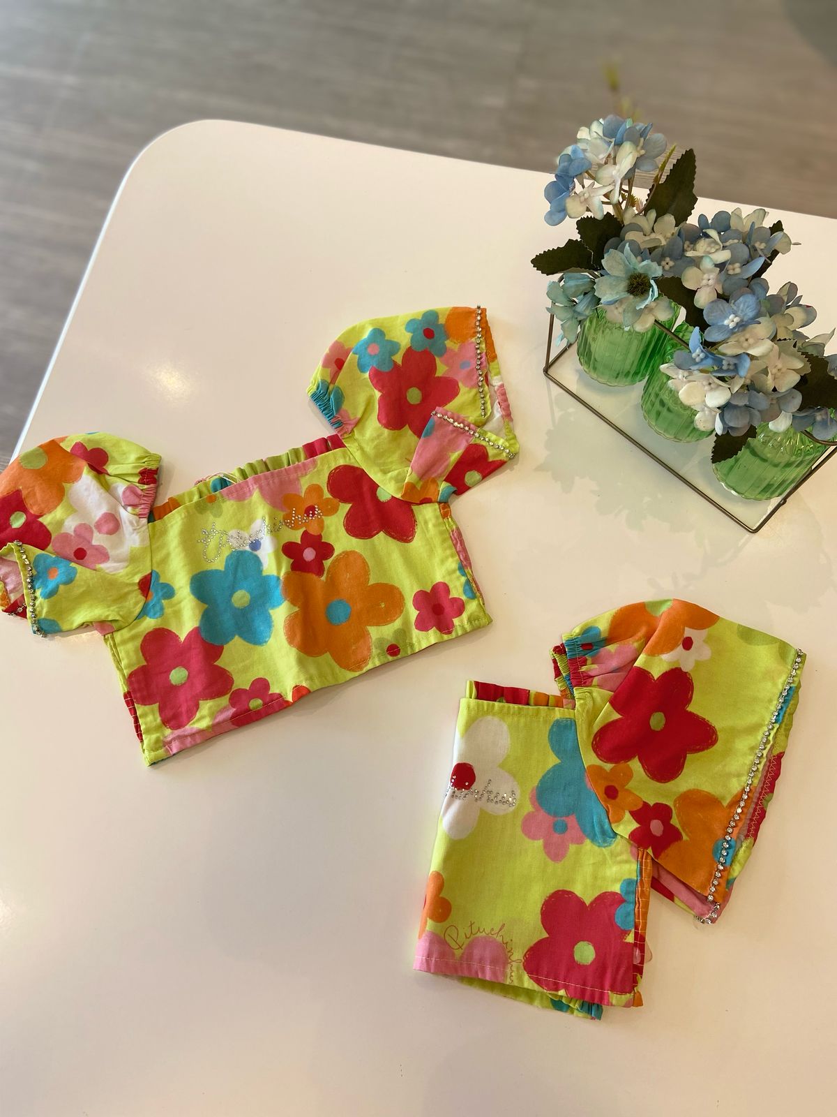 Cropped Flores Verde