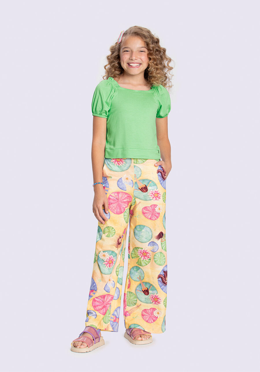 Conjunto Infantil Menina com Calça Wide Leg Estampada