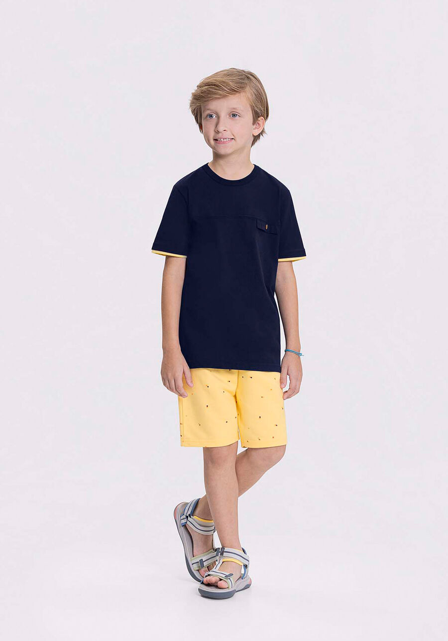 Conjunto Curto Infantil Menino Algodão Com Bermuda Estampada