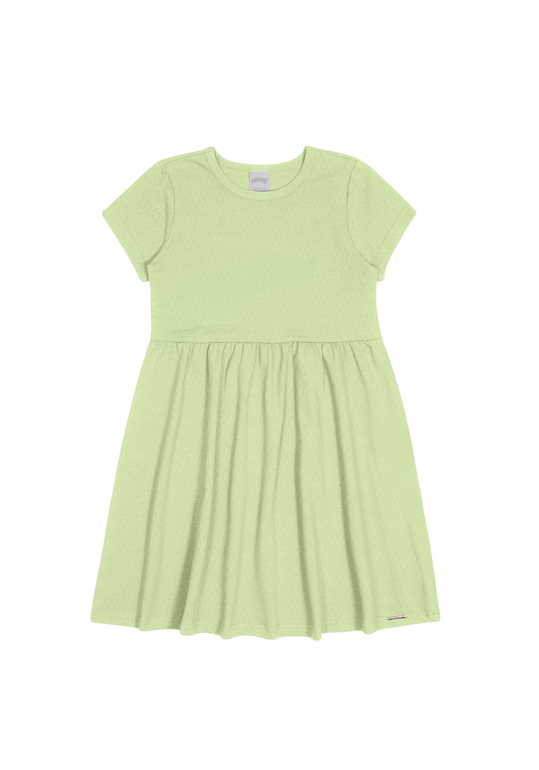 Vestido Curto Liso Básico Infantil Em Malha Texturizada
