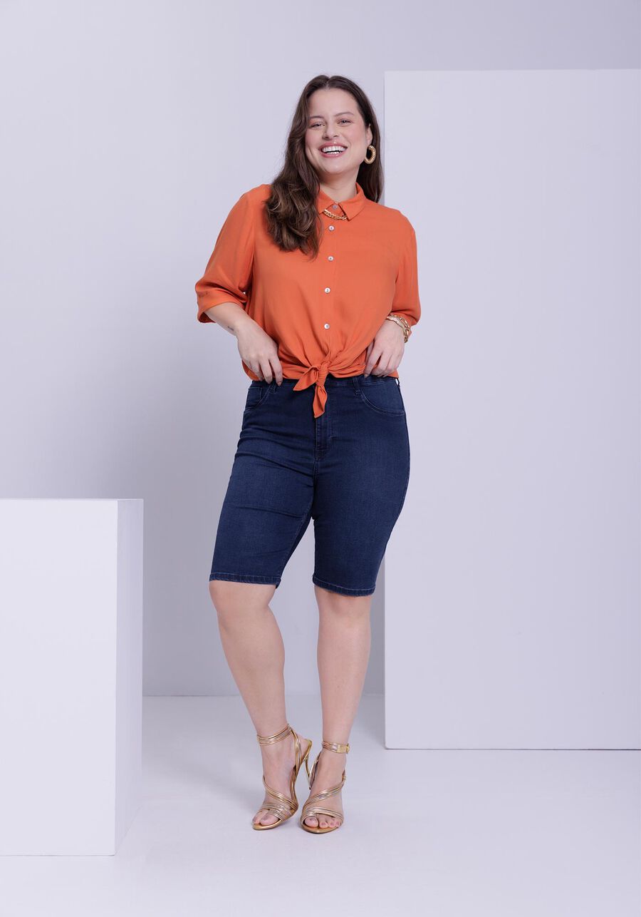 Bermuda Jeans Fit For Me Ciclista Com Cintura Média