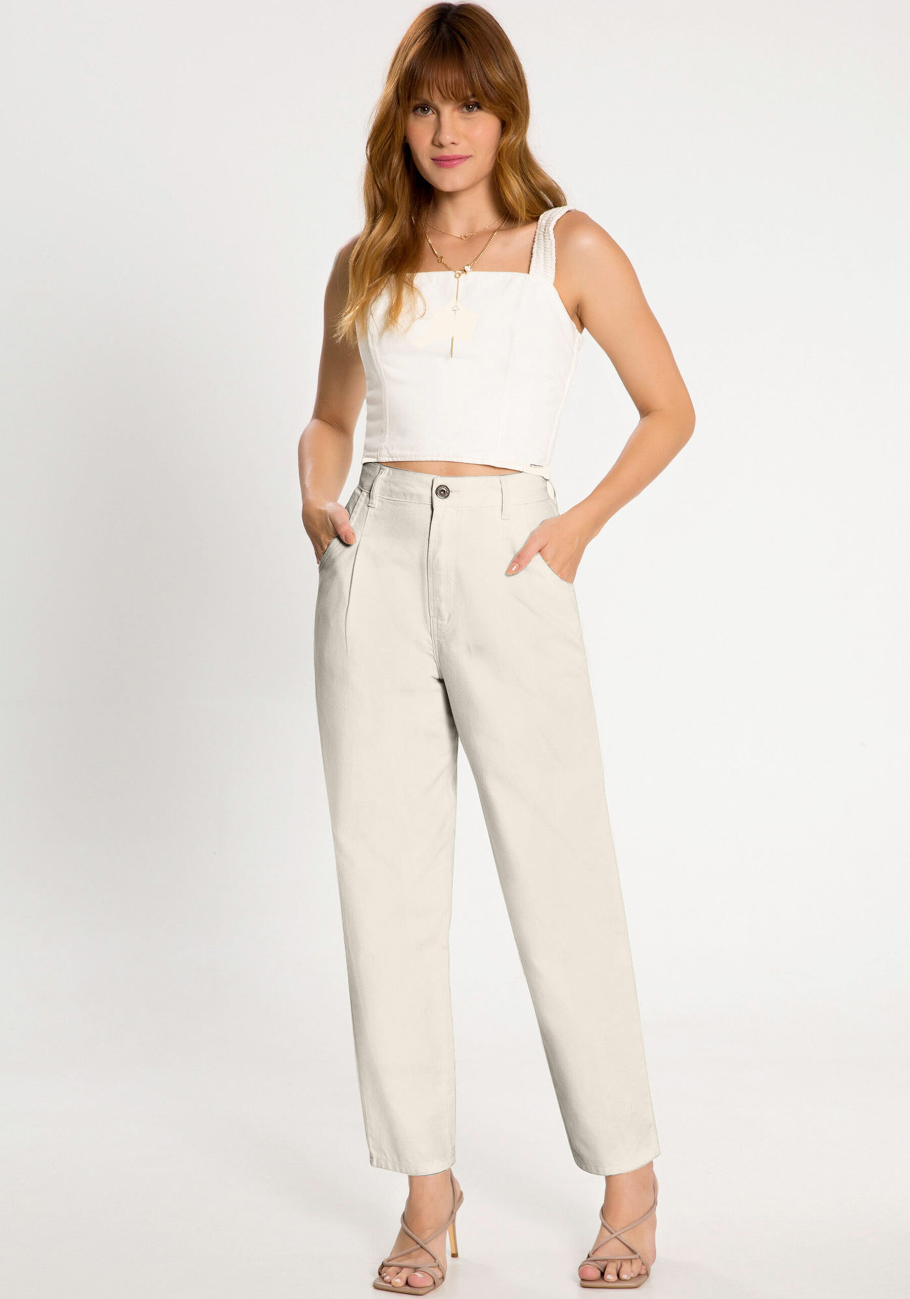 Calça Sarja Mommy com Cintura Alta