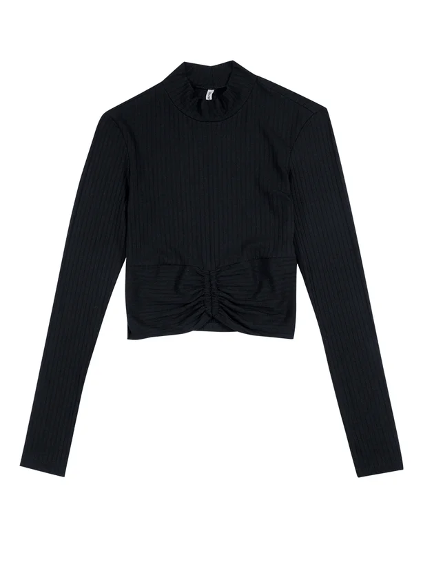 Blusa Manga Longa Justa Com Gola Alta Habana