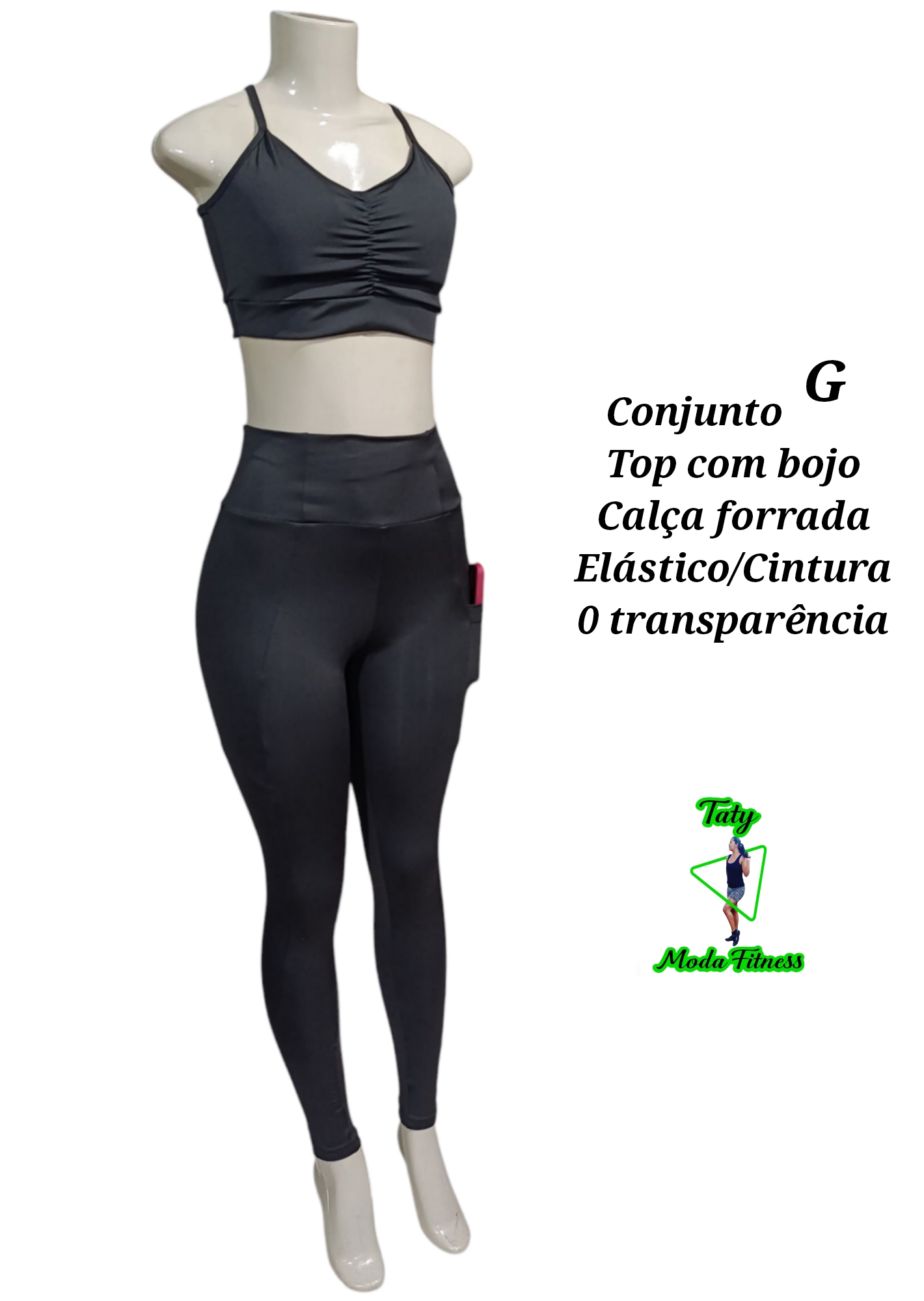 Conjunto de calça M. Elástico na cintura. Forro no bumbum