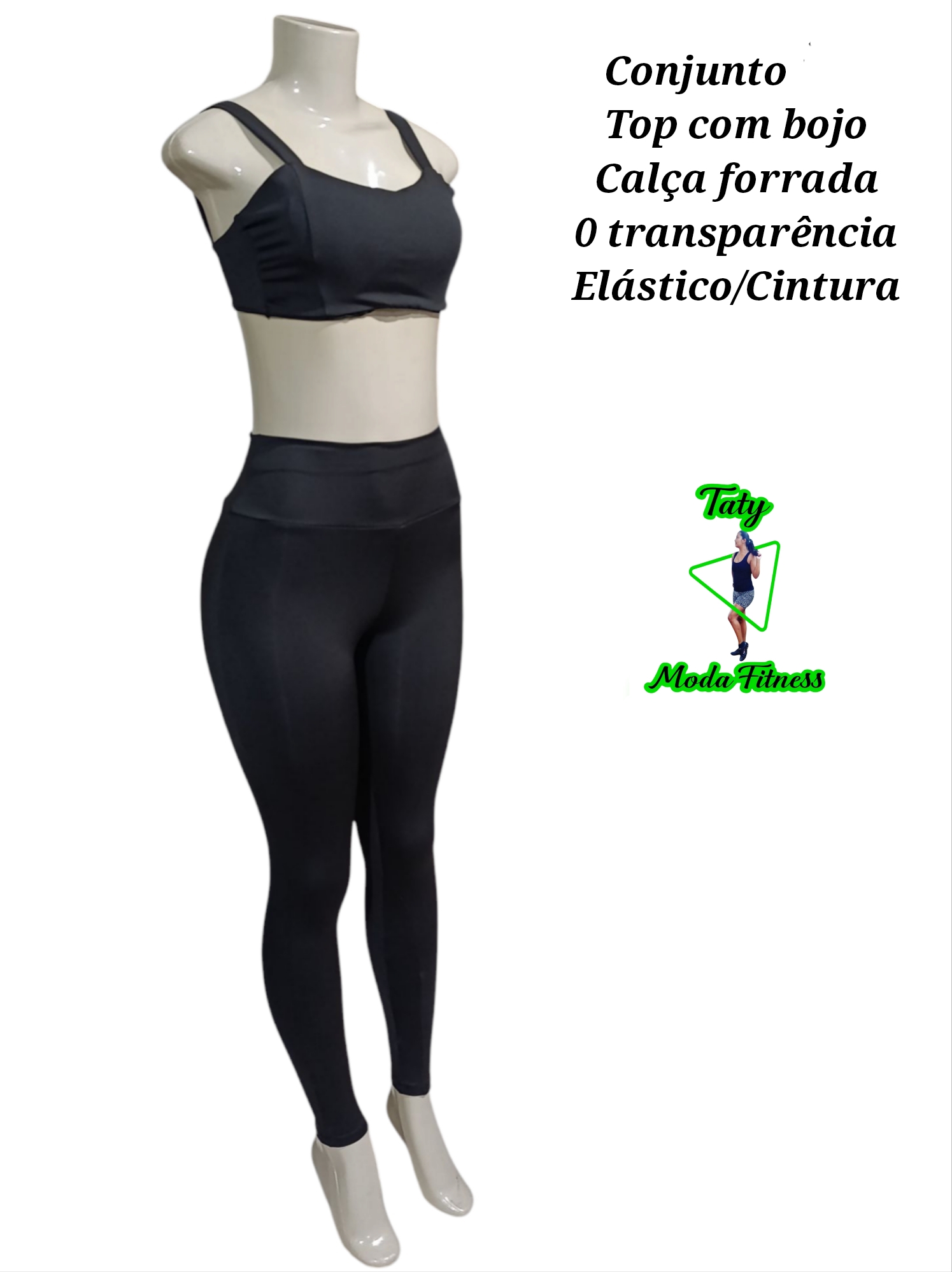 Conjunto de calça M. Elástico na cintura. Forro no bumbum