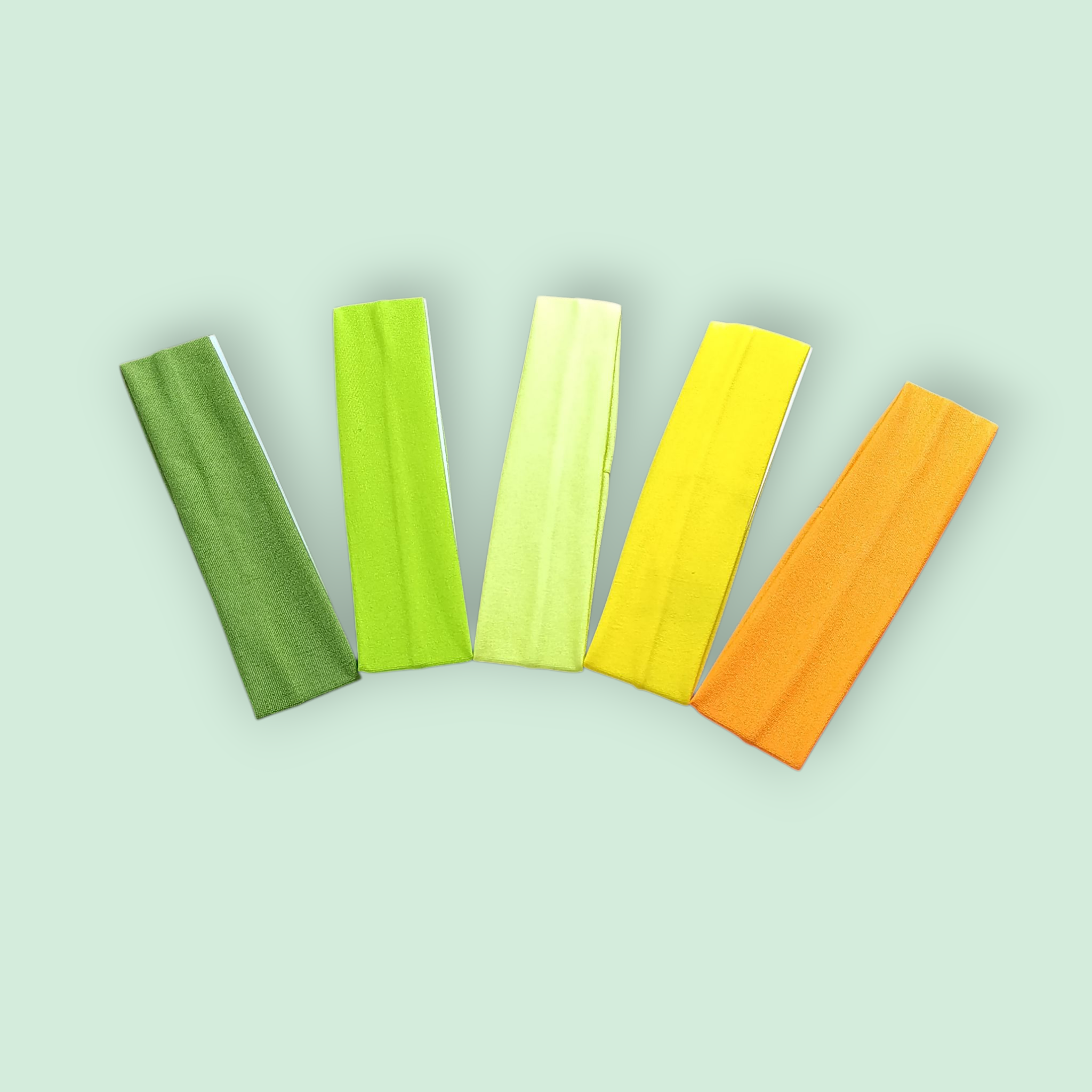 Faixa para cabelos Verdes escuro, verde limão, amarelo.