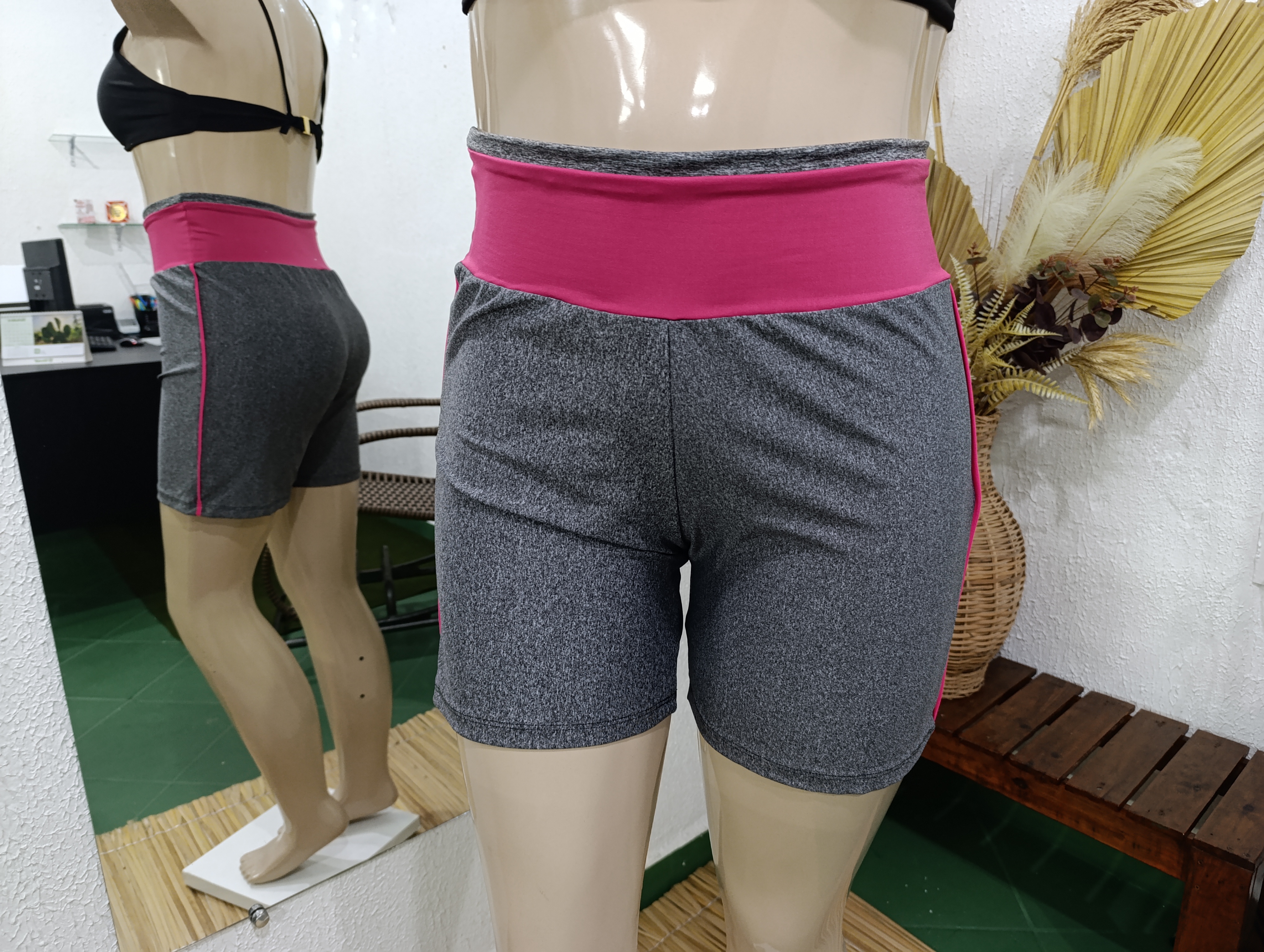 Short G3 cinza cós/viés Rosa PROMOÇÃO