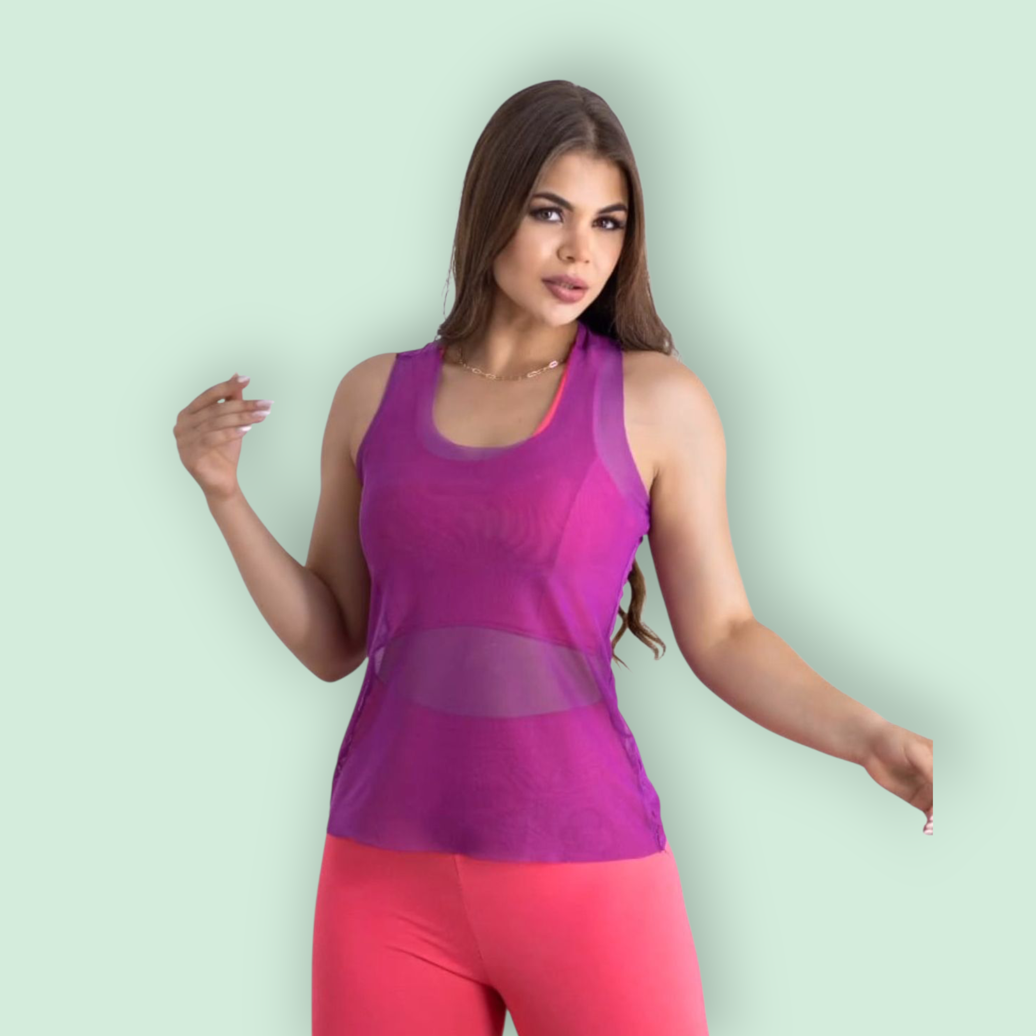 Regata M tule sem costura ROSA, LARANJA, LILÁS e ROSÊ