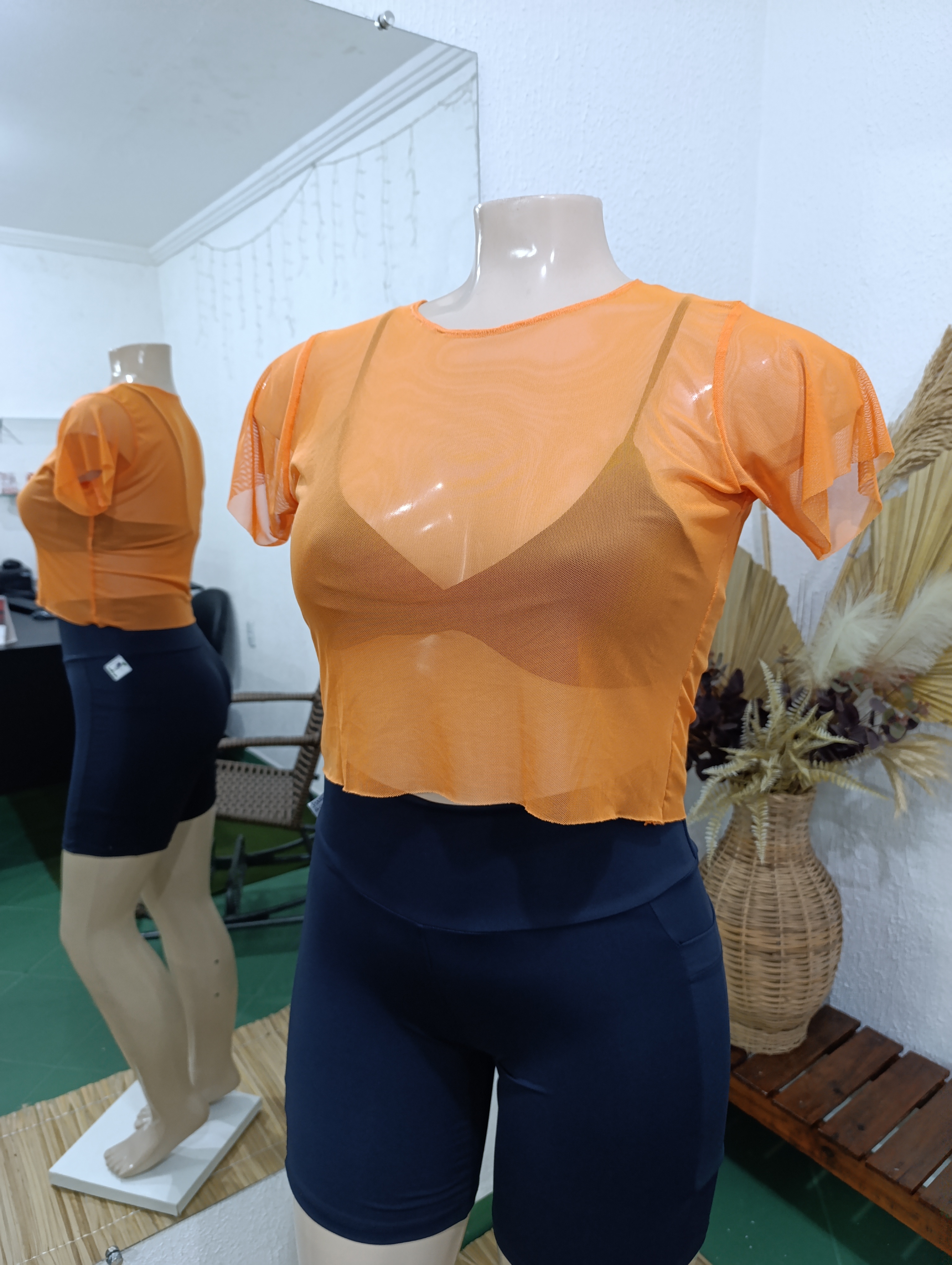 Cropped G tule manga curta LARANJA 🧡