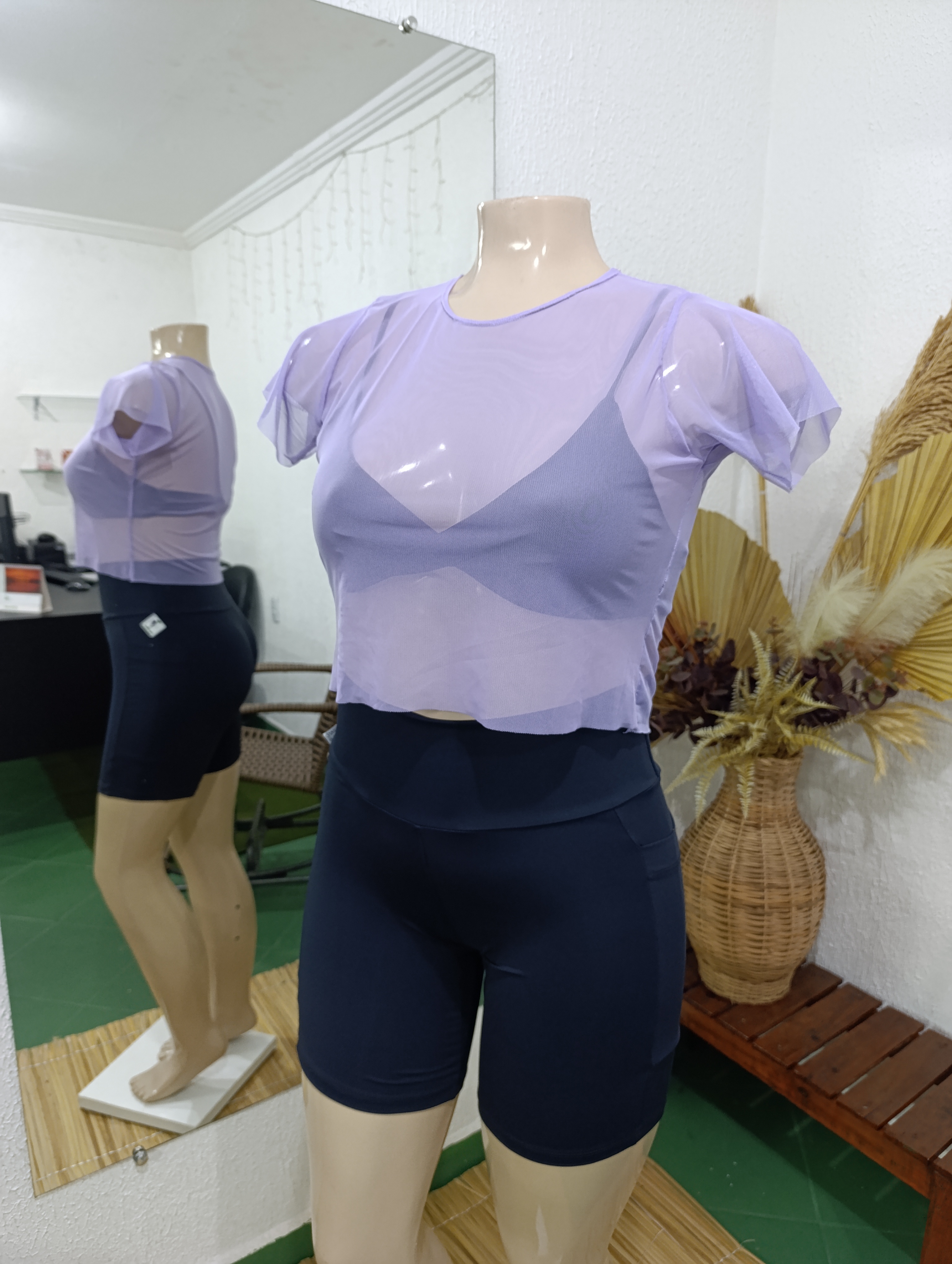 Cropped G tule manga curta LILÁS