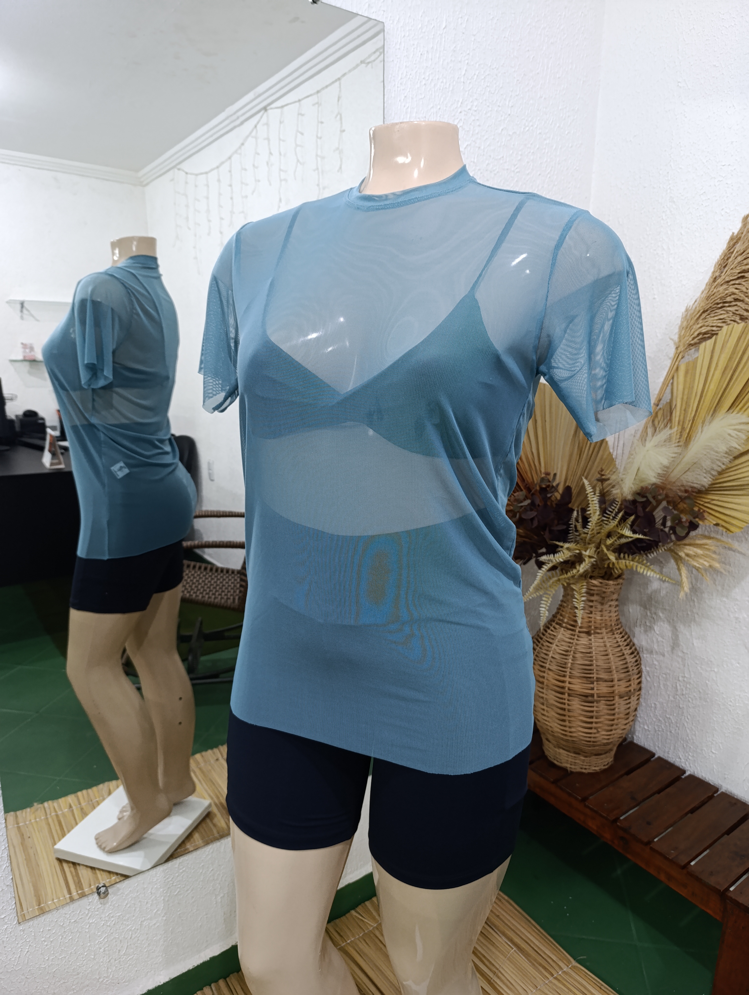 Blusa G tule sem costura cor VERDE PETRÓLEO