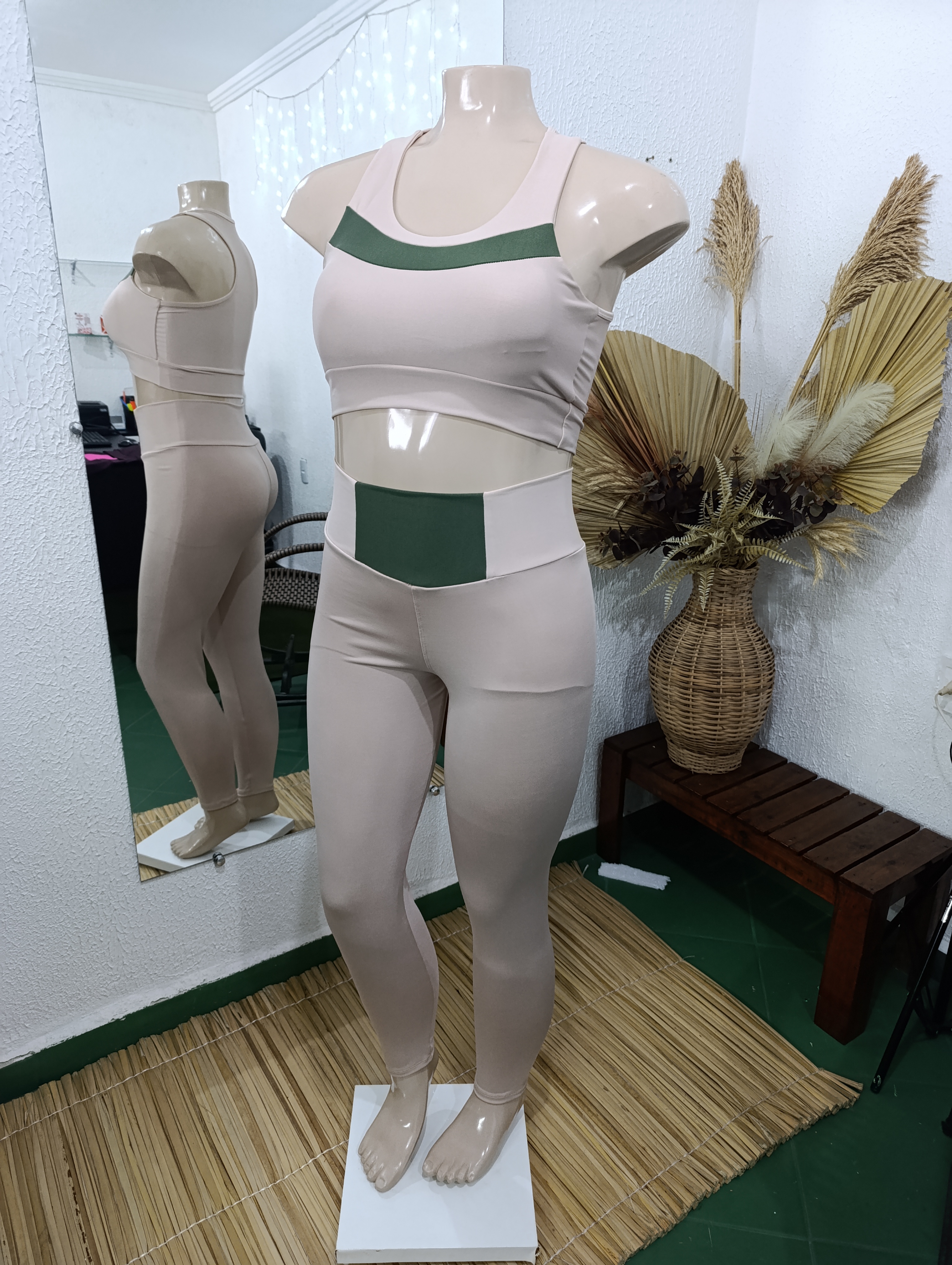 Conjunto de Calça GG G2 top com bojo calça FORRADA BEGE