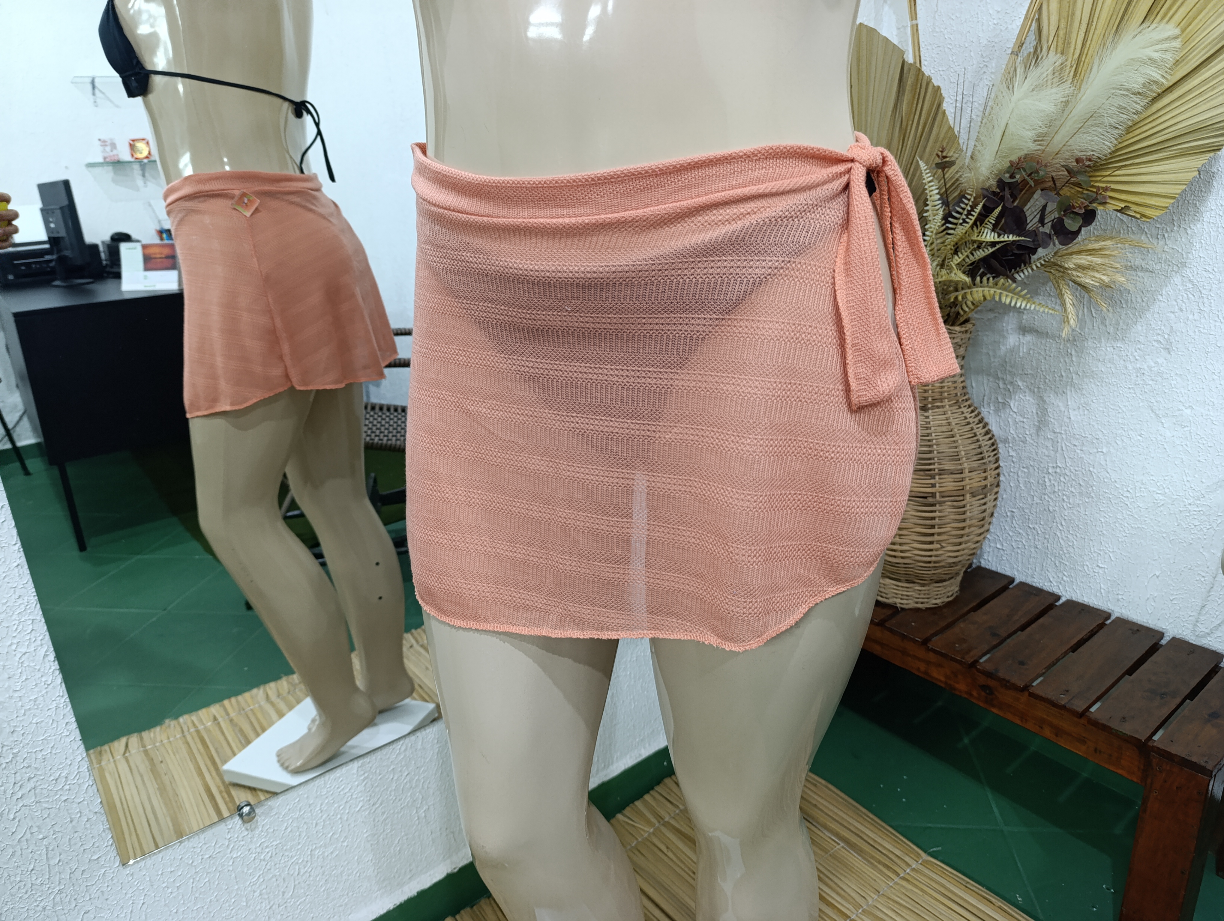 Saída de PRAIA GG saia cor Salmão