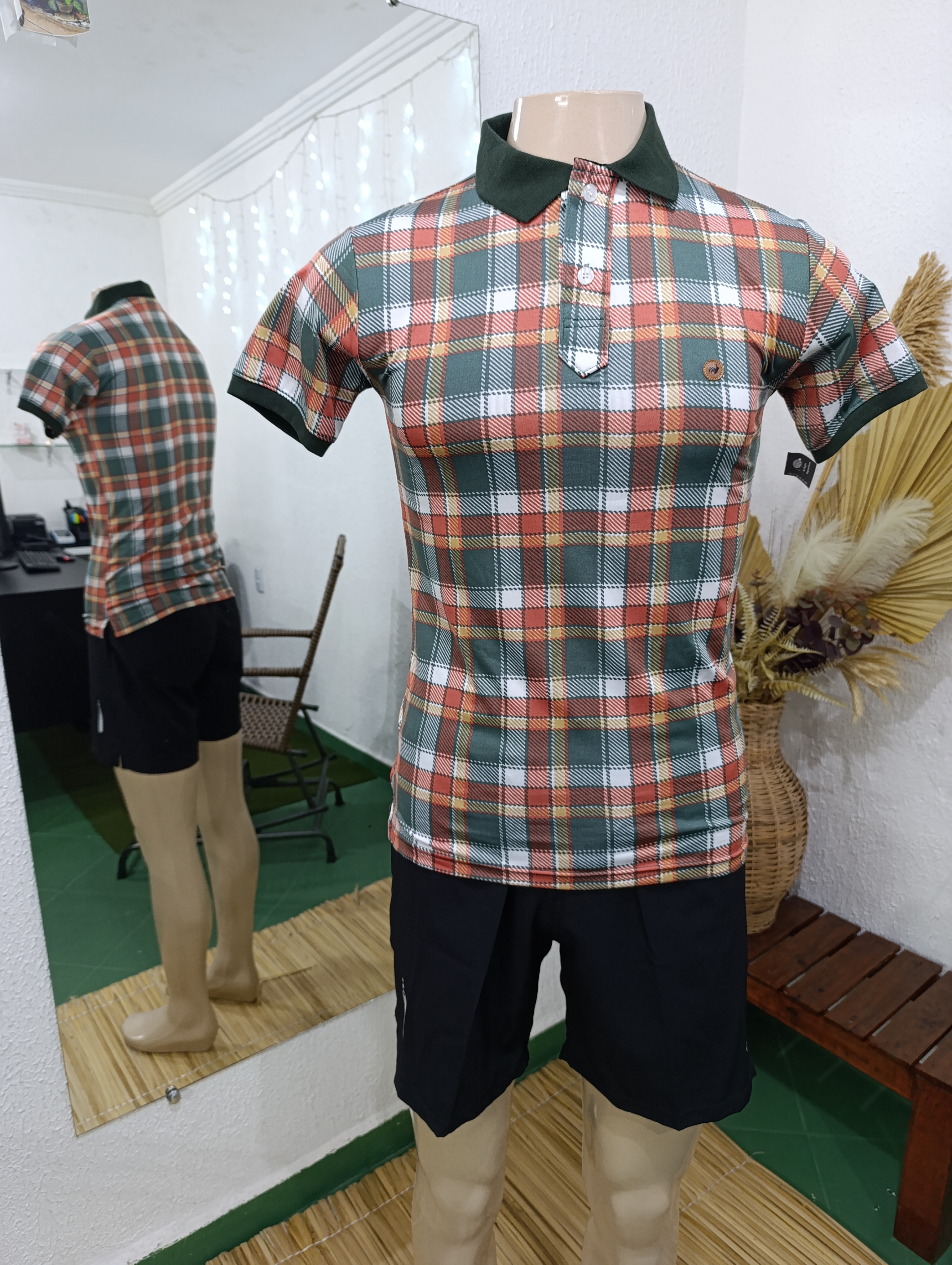 Camisa P POLO xadrez vermelho PROMOÇÃO