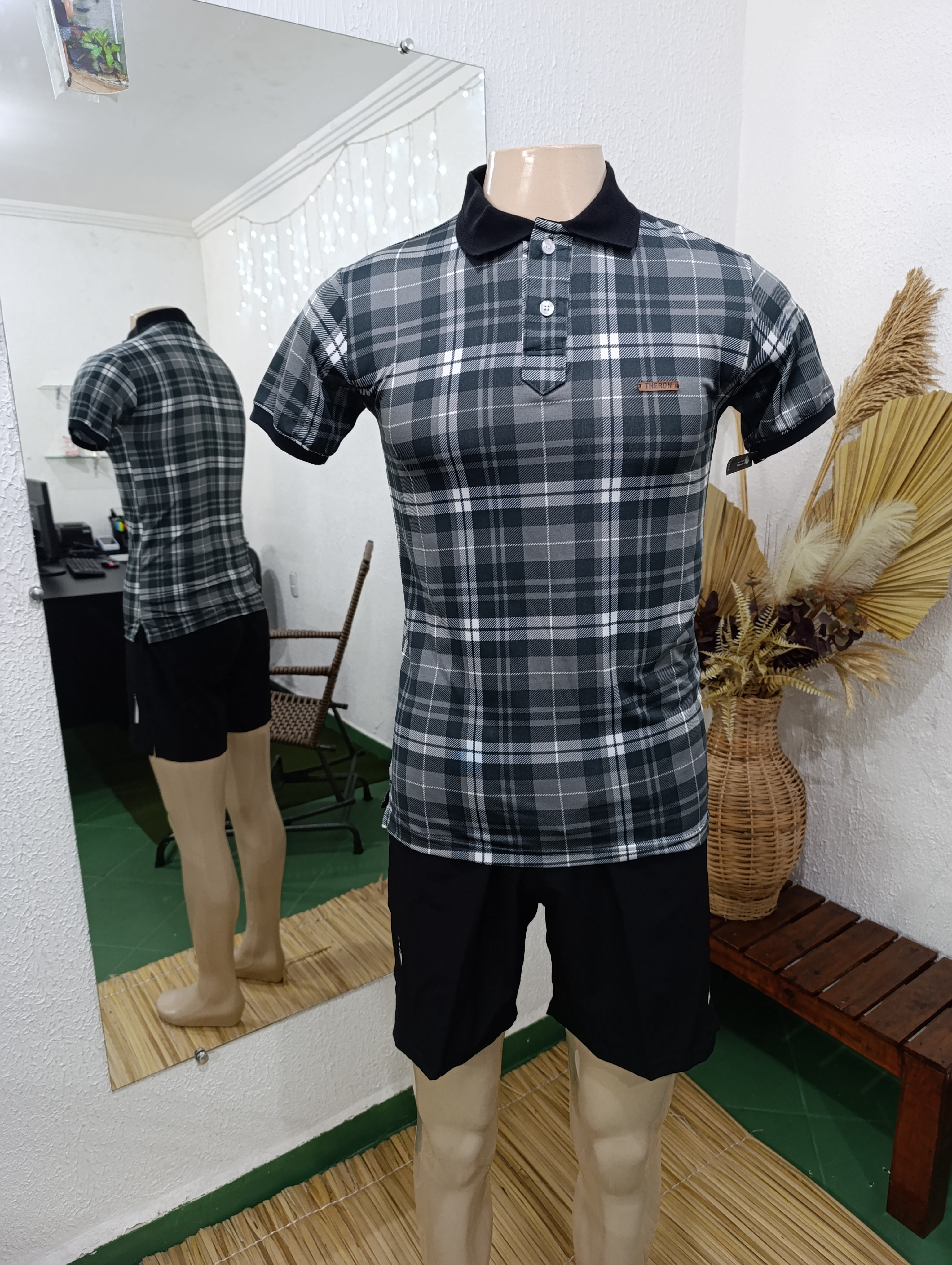Camisa P POLO xadrez com PRETO PROMOÇÃO