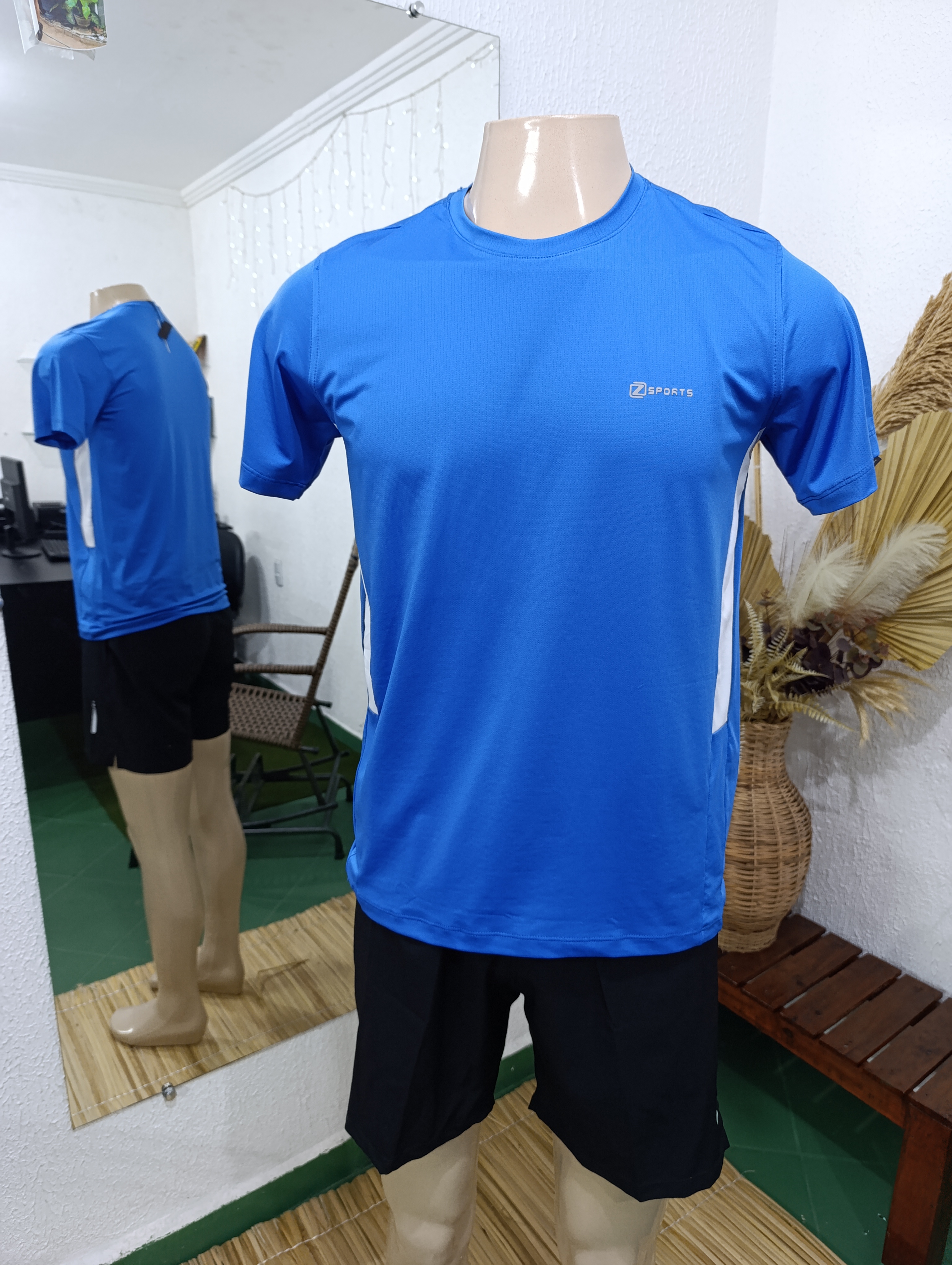 Camisa P Poliamida Azul Royal com Branco na lateral
