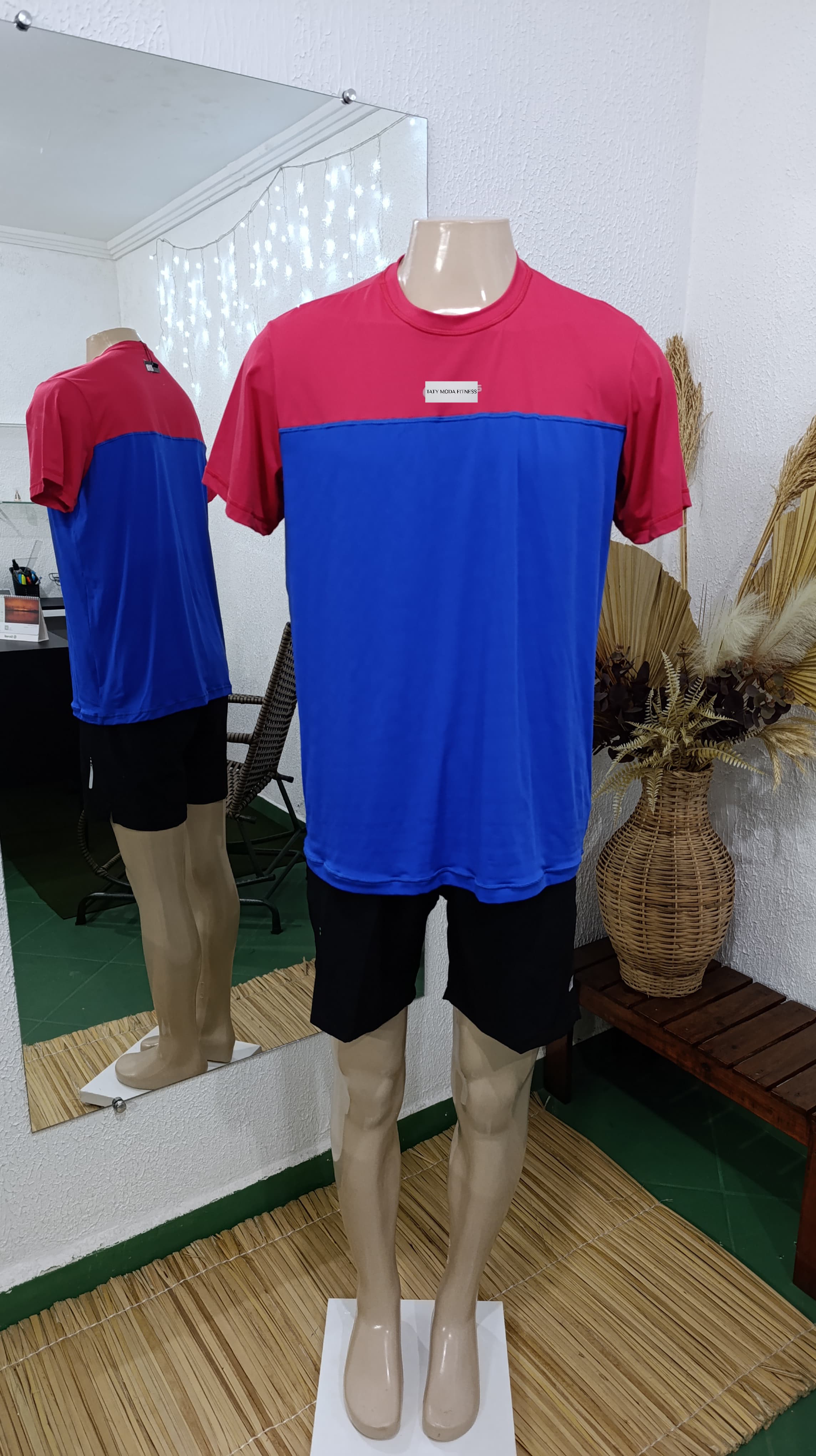 Camisa G POLIAMIDA duas cores Azul Royal com ombros vermelho