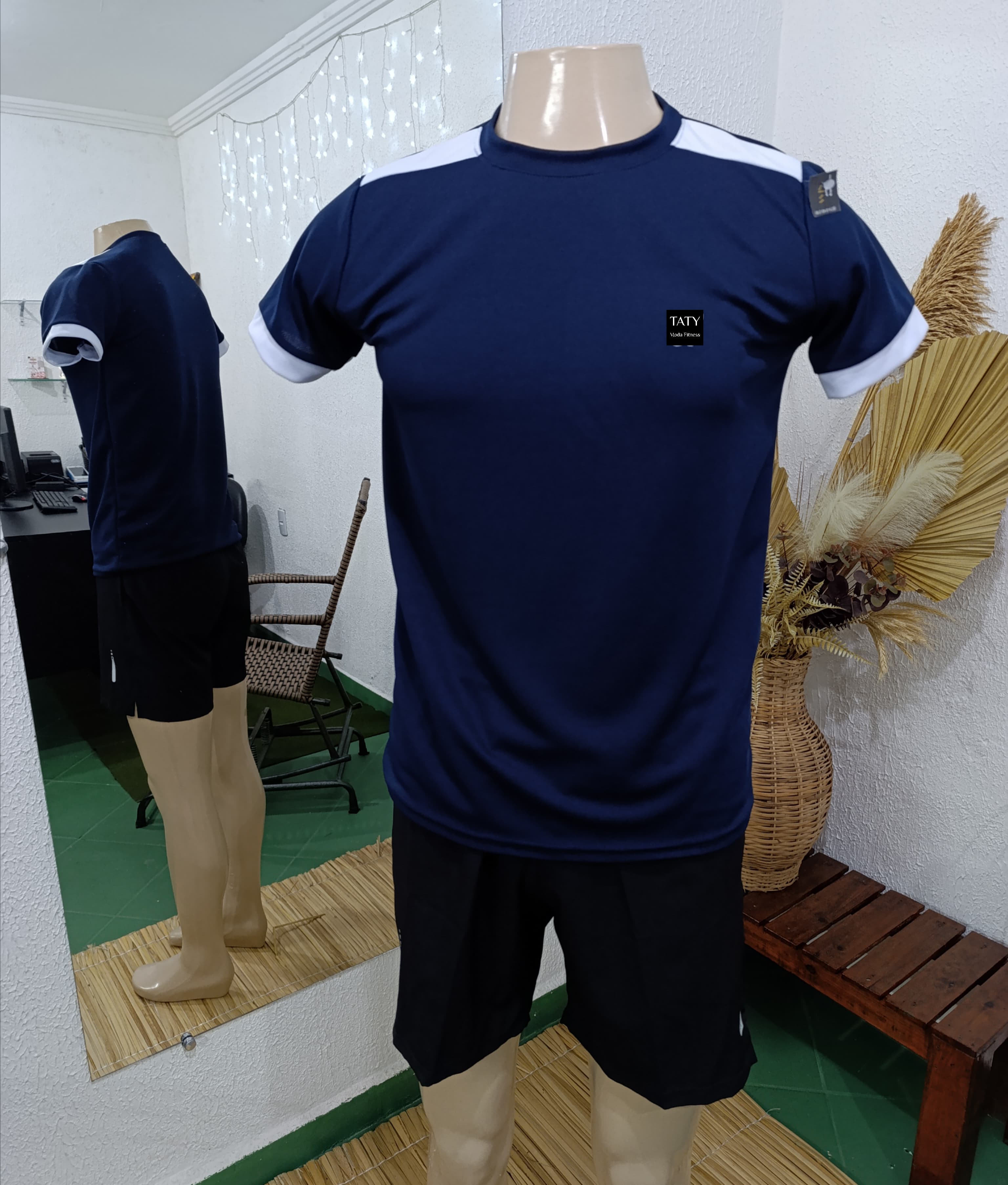 Camisa G Dryfit MARINHO com Det. Branco no ombro e barra da manga