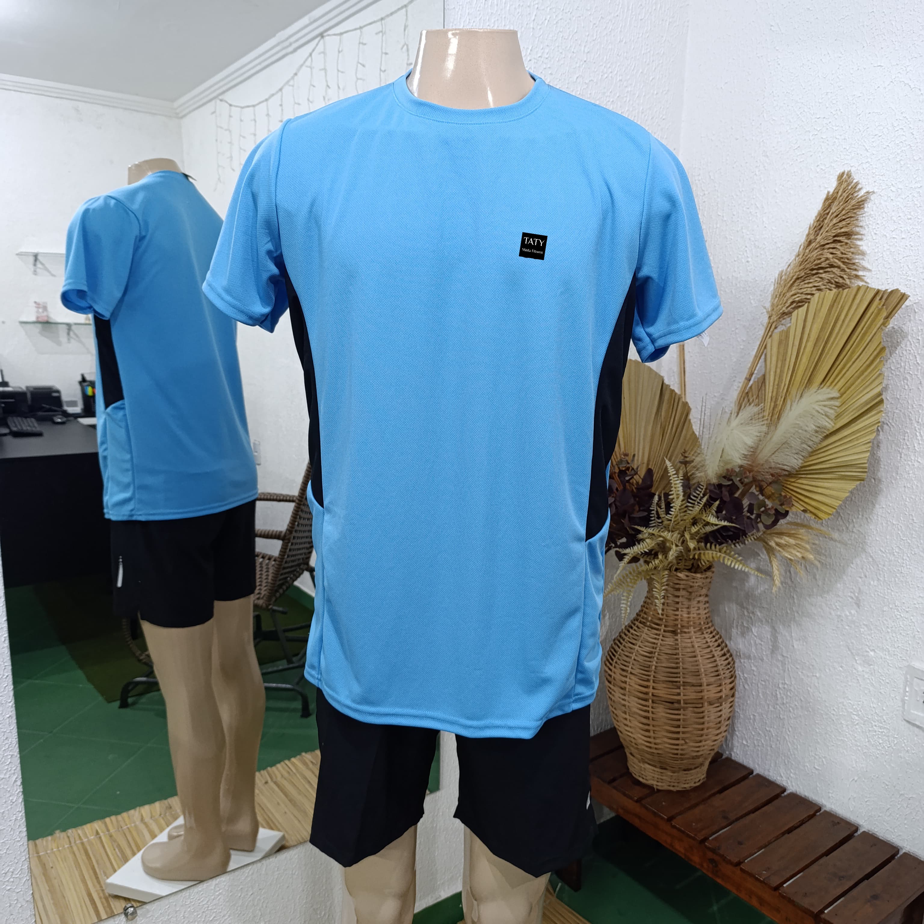 Camisa G Dryfit DRY SPORT azul claro com preto na lateral