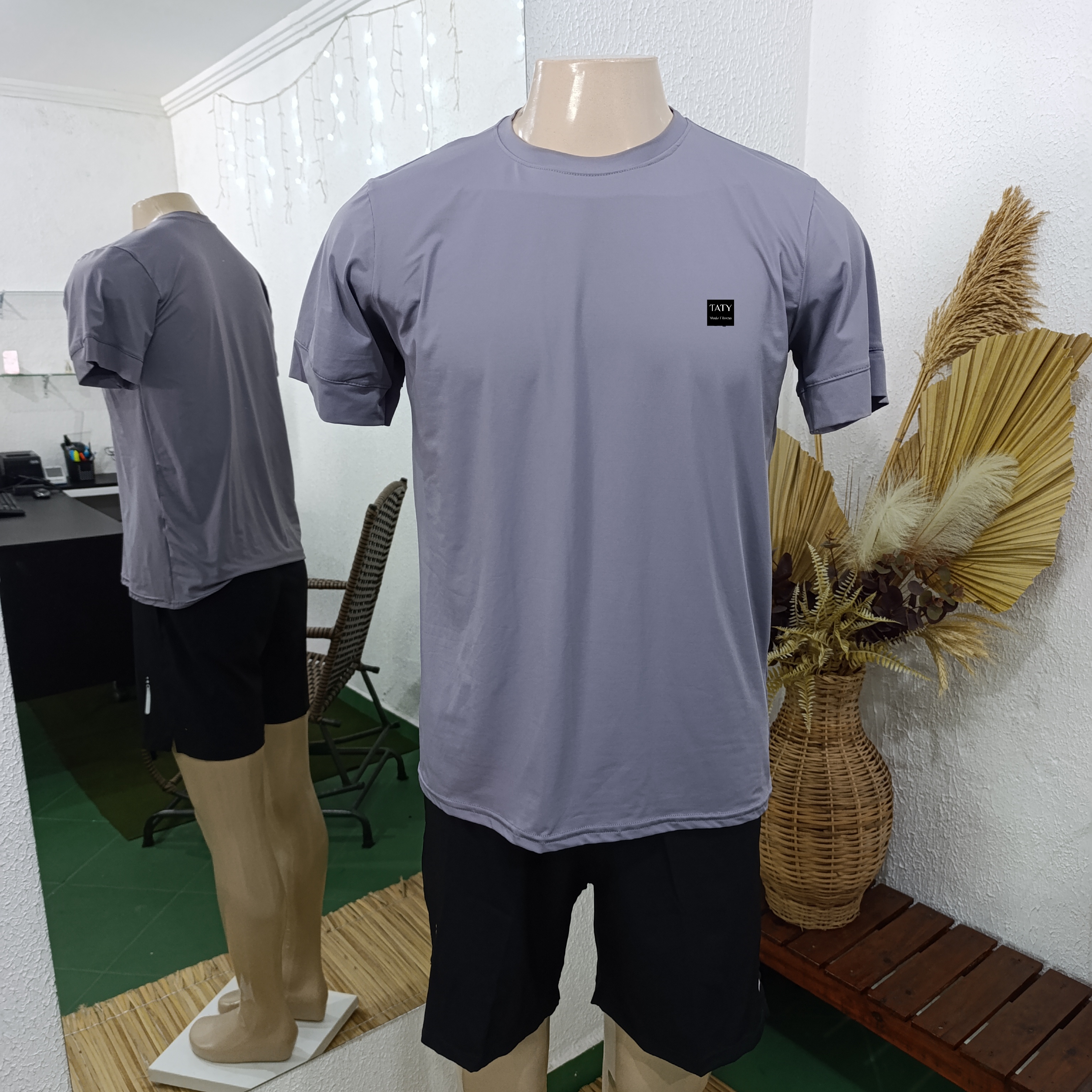 Camisa G POLIAMIDA na cor CINZA lisa