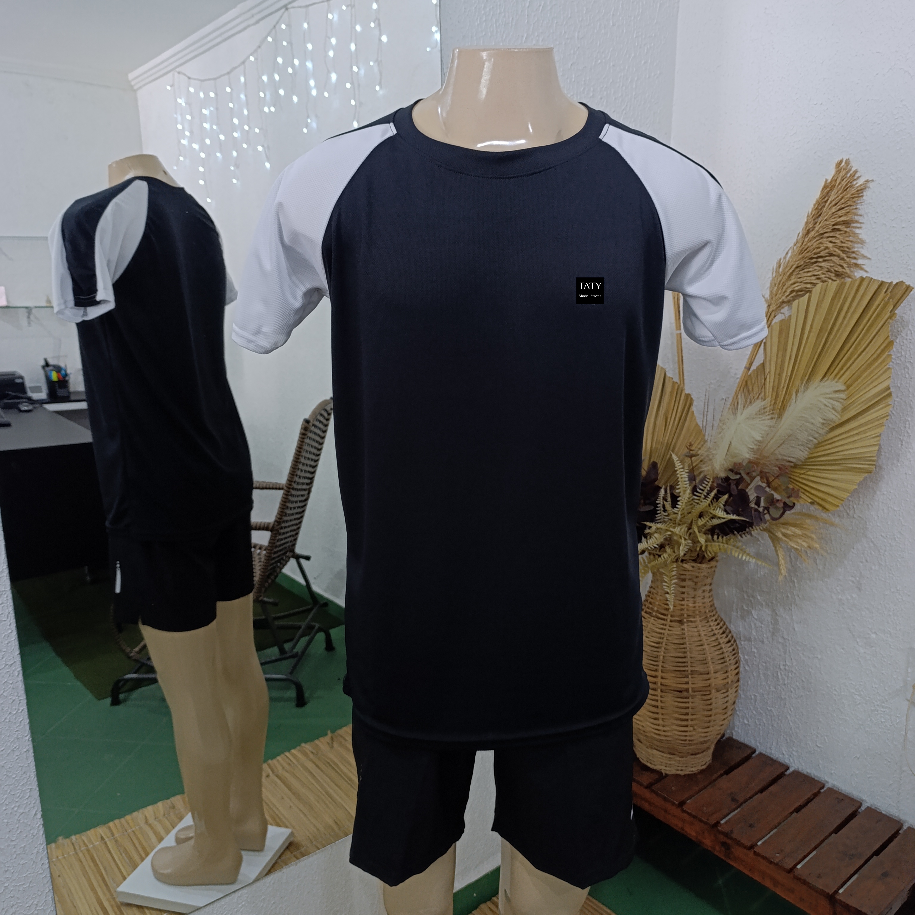 Camisa G Dryfit PRETA com ombros Branco